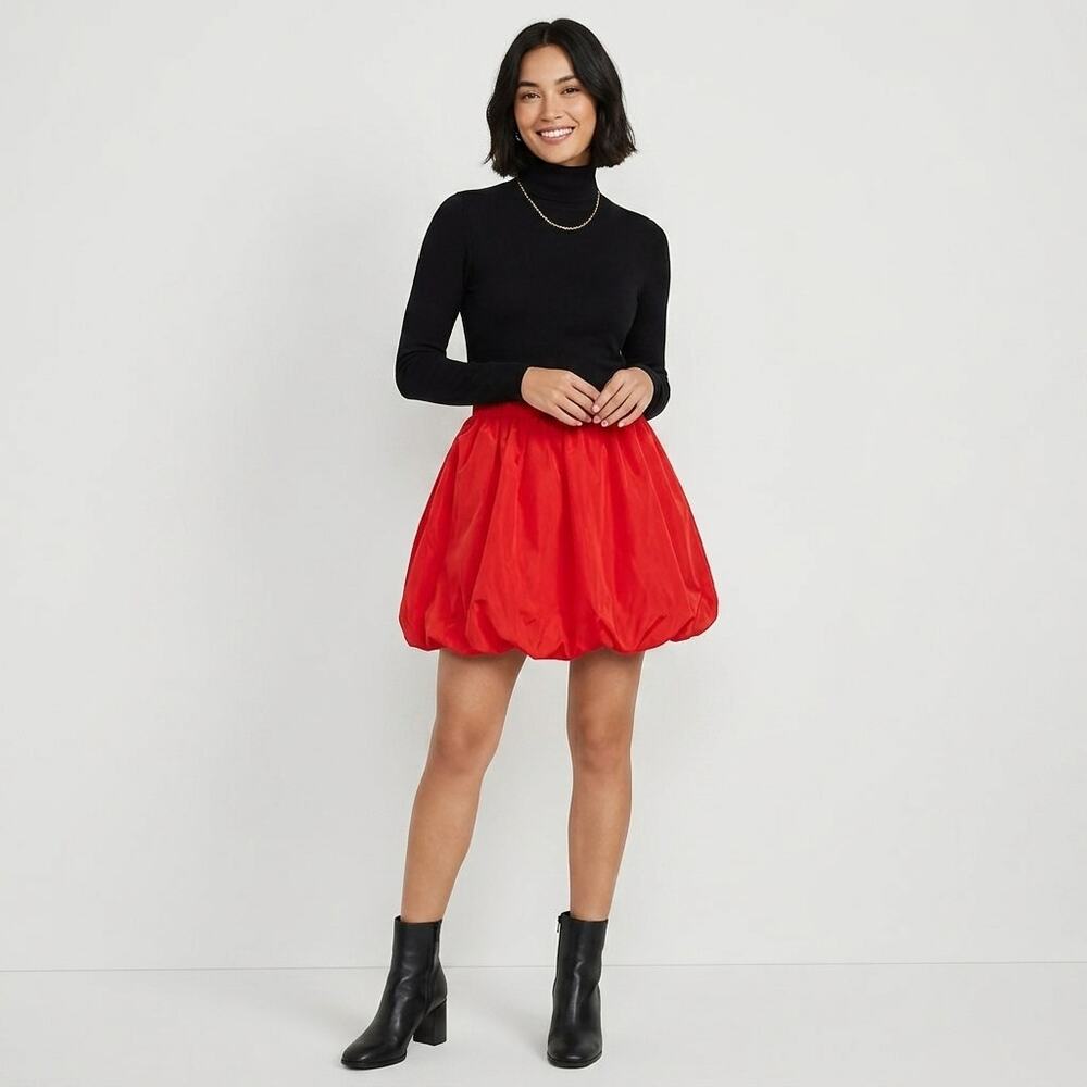 LOFT Bubble Skirt Size Medium Red Balletcore Retro Volume Puff Parachute NWT